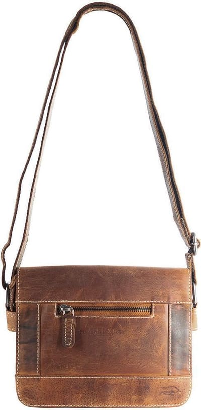 Schoudertas Dames Lichtbruin Buffelleer Met Veel Ritsvakken – Dames Tas Leer Cognac