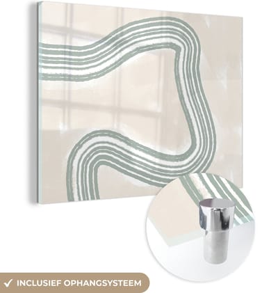MuchoWow® Glasschilderij 120x90 cm - Schilderij acrylglas - Lijn - Abstract - Design - Foto op glas - Schilderijen
