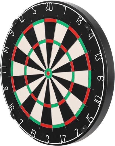 Hoogwaardig dartbord met zelfherstellende sisalvezel, nietjesvrije bullseye, bladdraadontwerp en draaibare cijferring, 450 mm dartbord voor speelkamers en home entertainment (darts niet inbegrepen)