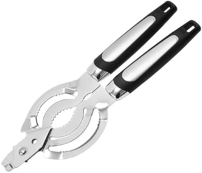 TOVBMUP Dekselopener - Blikopener - Blikopener met ophangoog - Multifunctionele blikopener - Handmatige dekselopener - Blikopener met ergonomische handgreep - Dekselopener van roestvrij staal - Keukenblikopener - Zwart