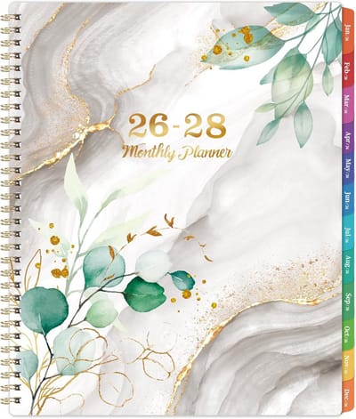 Maandplanner 3 Jaar - Jaarplanner Agenda - Planning Maken - Met Binnenzak - 9x11 Inch - Wit Goud