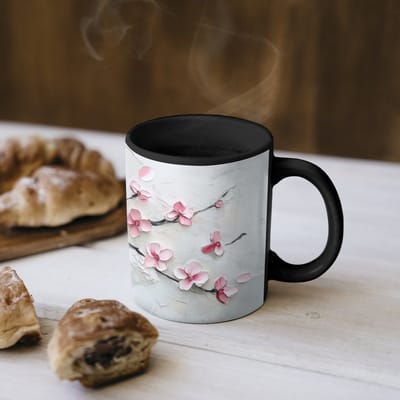 Magische Mok - Foto op Warmte Mokken - Koffiemok - Bloesem - Kunstzinnig - Roze - Sakura - Magic Mok - Beker - 350 ML - Theemok