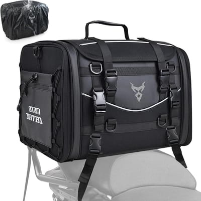 Motorfiets achtertas - Uitbreidbare bagage - Reizen en kamperen - Waterdicht en duurzaam - 45-60 liter - Grijs
