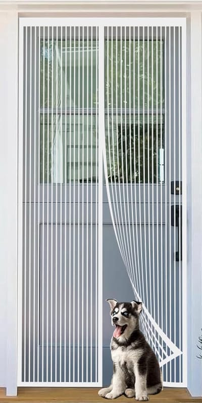 Vliegengaas voor balkondeur, eenvoudige klittenbandmontage zonder boren, magneet, insectenwerend, het magneetgordijn is ideaal voor de balkondeur, wit, 80 x 200 cm