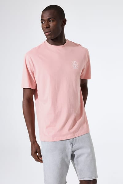GARCIA Heren Print T-shirt Roze Korte mouw