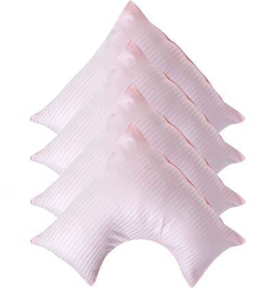 Homescapes Satijn Streep Katoen V-Kussensloop – Set van 4 - Roze - 100% Egyptisch Katoen - 330TC - 38 x 76 cm