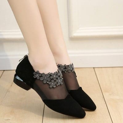 Chaussures Confort pour Femmes Sandale Nubuck Été Grande Taille Filles Strass Beige Dentelle Mode Lacets Plat Fermé Bas 43 noir