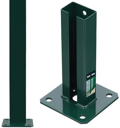 KOTARBAU® Paalhouder, Poedergecoat Staal, Paalvoet, 60 x 40 mm, om te Schroeven, Groen, Paalsteun, Weerbestendig