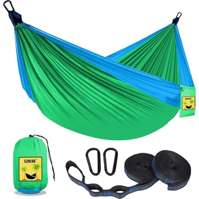 Kinderhangmat - Kampeeruitrusting voor Kinderen Kampeeraccessoires Met 2 Boomriemen En Karabiners Voor BinnenBuiten Gebruik Saffierblauw Grasgroen United States blue