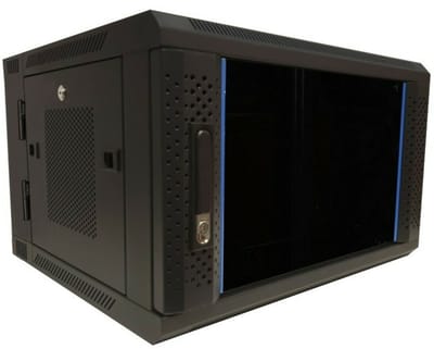 DSIT 6U wandkast (kantelbaar) met glazen deur en geperforeerde zijwanden 600x600x368mm (BxDxH) - serverbehuizing - serverrack - serverkast - 19 inch