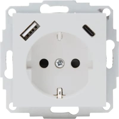 Kopp Wandcontactdoos Athenis - 1-voudig Inbouw - Randaarde - Usb-a/c - Betongrijs Mat