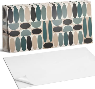 Coloray Plaktegels - Patroon van ovale vormen Wandtegel Zelfklevend - 60 cm x 30 cm - Turkoois Plaktegels - 6 stuks - Rechthoek PVC Tegels - Plaktegels Keuken - Zelfklevende Vloertegels Badkamer - Vinyl Tegels Zelfklevend - Zelfklevende Wandtegels