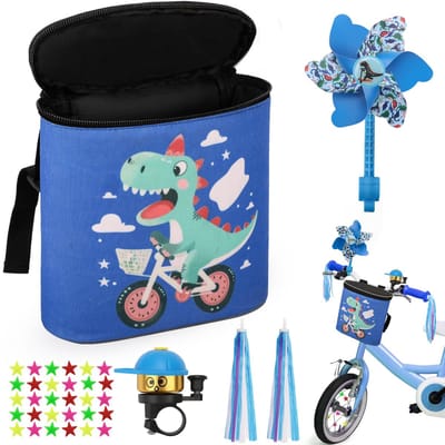 Dailygoods- Stuurtas Kinderen Alles-in-één Set - Fietstas - Windmolentje - Stuurstreamers - Fietsbel - Verstelbare Riemen