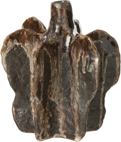 J-Line vaas Naga - keramiek - bruin/zwart - small - Ø 12.5 cm