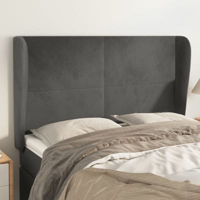 vidaXL - Hoofdbord - met - randen - 147x23x118/128 - cm - fluweel - donkergrijs