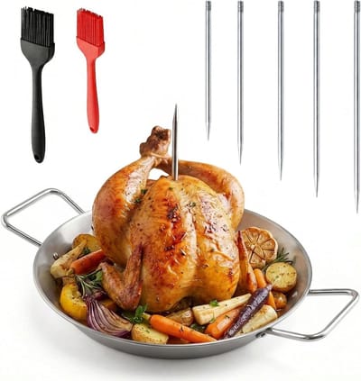 Vertical Kebabhouder - Kebabspieshouder Grill - Verticaal Grillen - Roestvrij Staal - 25 cm - Zilver