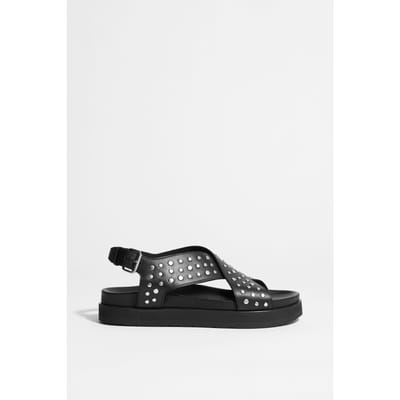 & Other Stories Susanne Summer Flat Deco Black Maat: 36 | Sandalen Outlet | Dames | Zwart