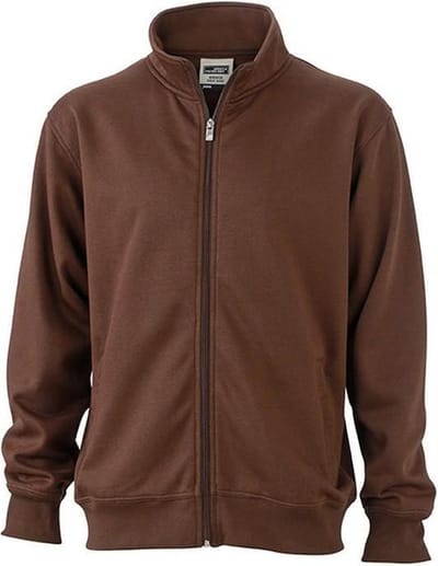 James and Nicholson Unisex Workwear Sweat Jacket (Bruin)