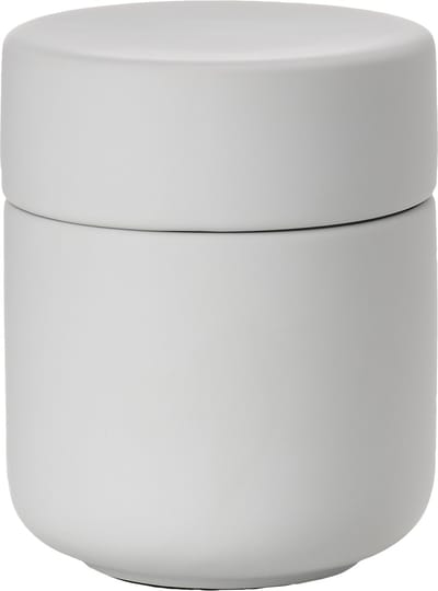 Zone Denmark Ume Badkamer Beker met Deksel - Toilet & Badkamer Accessoires voor Wattenschijfjes, Make-up of Sieraden - 10,3 x 8,3 cm - Soft Grey (grijs)