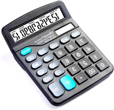 Elektronische Rekenmachine - Basis Calculator - Dagelijkse Berekeningen - Groot LCD Scherm - 12 Cijfers - Zwart
