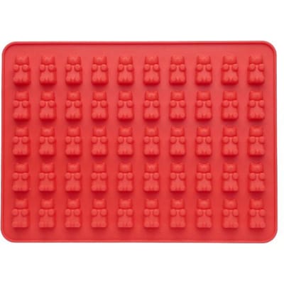 Moule à bonbons oursons en silicone, Moule à bonbons gélifiés au chocolat antiadhésif, Utilisé pour les bonbons gélifiés au chocolat, les gelées, les biscuits Red