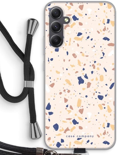 Case Company® - Hoesje met koord geschikt voor Samsung Galaxy A34 hoesje met Koord - Terrazzo N°23 - Telefoonhoesje met Zwart Koord - Bescherming aan alle Kanten en Over de Schermrand