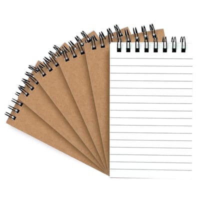 Kleine Spiraal Notitieboekjes 3x5 Inch - Kraft Bruin - Gelijnd - Pocket Formaat