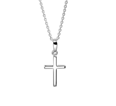 YO&NO - Ketting - Zilver - Anker - Kruis - 1,3mm - 41 + 4cm - Sieraden vrouw - Heren - Gerhodineerd - Zilver 925