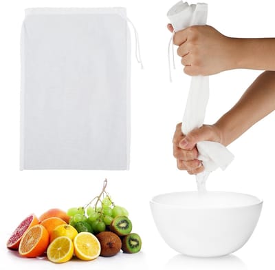 Dailygoods- Notenmelkzak 4-pack - Fijn Gaas - Herbruikbare Voedselzeef - Professionele Koudbrouwfilter - 30 x 20 cm - Trekkoord voor Veiligheid