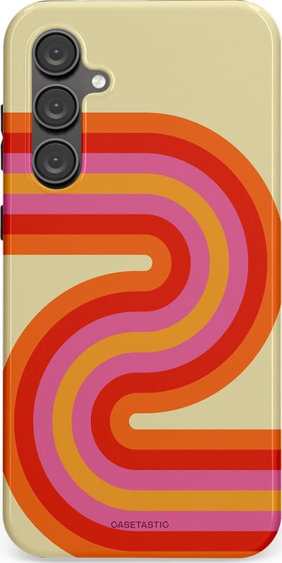 Casetastic hoesje geschikt voor Samsung Galaxy S23 FE - Dubbellaagse bescherming - Retro wave - Fashion Case - Zand Rood Oranje Roze