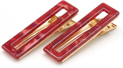 Haarsoires Haarspeld Duckklemmen 7cm – Open Recht Model – Marmerprint – Rood – Set van 2 - Haarclip - Haarklem - Makkelijk in Gebruik - Sterke Haarclip voor Styling & Dagelijks Gebruik - Hair Clip - Decoratieve Haaraccessoire