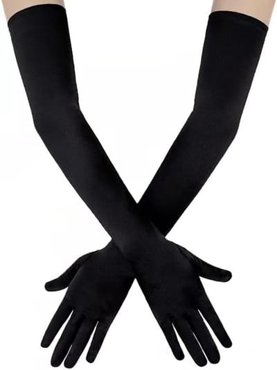 Lange zwarte avondhandschoenen voor dames, perfect voor bruiloften, feesten en speciale gelegenheden, maat S