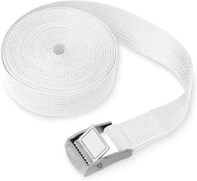 Spanbanden Nylon - Draagriemen Sjorbanden - Bagage Vervoeren - UV-bestendig Gevlochten - 25 mm x 1 meter - Wit