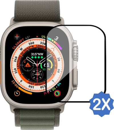 2x Geschikt voor Apple Watch Ultra / Ultra 2 Screenprotector - Beschermglas Folie Geschikt voor Apple Watch Ultra / Ultra 2