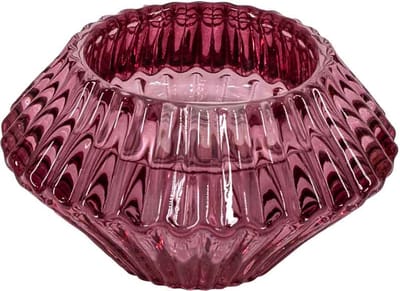 Glazen waxine- en kaarsenstandaard roze