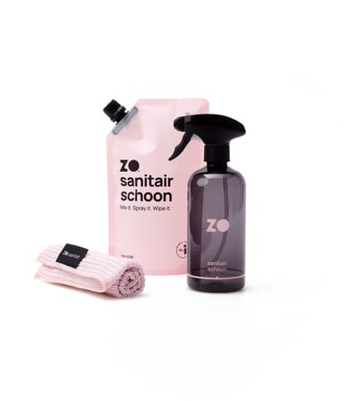 ZO® Sanitairreiniger - Badkamer- en toiletreiniger - 100% Natuurlijk en Vegan Schoonmaakmiddel - Eucalyptus - Duurzaam - Tegen Kalk - Startpakket met 10 Navullingen, Doek en Herbruikbare Sprayer