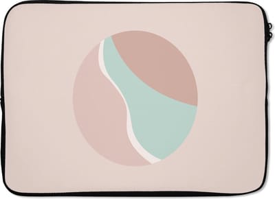 Laptophoes 14 inch - Zomer - Strand - Pastel - Laptop sleeve - Binnenmaat 33x23 cm - Zwarte achterkant