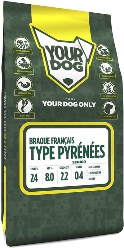Hondenvoer Yourdog - Braque Français Senior 3kg - Buffel en Kip, Gezonde Voeding voor Gevoelige Honden