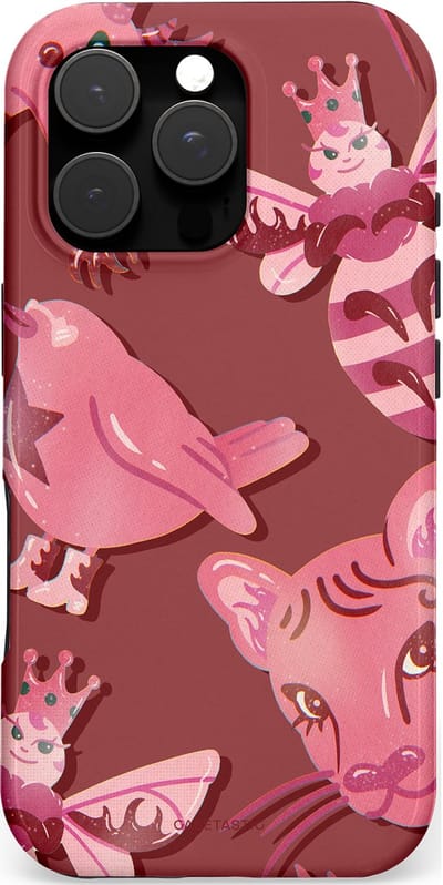 Casetastic hoesje geschikt voor Apple iPhone 16 Pro - MagSafe - Dubbellaagse bescherming - Luxe dieren - Fashion Case - Bordeaux Lichtroze
