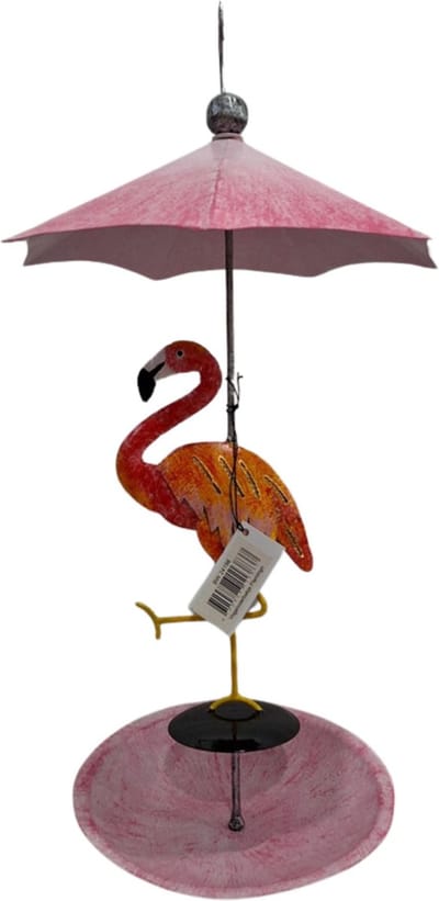 Tuindecoratie, Vogelvoerbakje met Flamingo, Art Bizniz, Roze, BW24198, Metaal, 30x30x53 cm