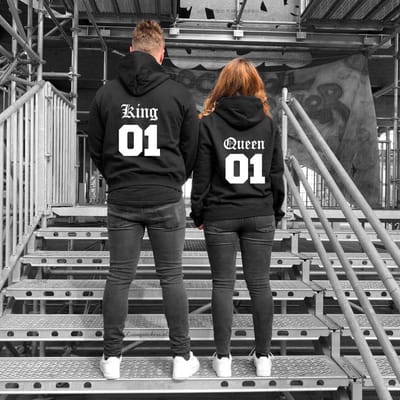 Hoodies King en Queen 01 |Truien met de teksten King en Queen 01 | Valentijn cadeau | Maat XXL