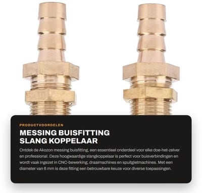 Dailygoods - Messing Buisfitting - Slang Koppelaar - Duurzaam en Betrouwbaar - 6 mm - Adapter - Geschikt voor Buisverbindingen - 2 Stuks