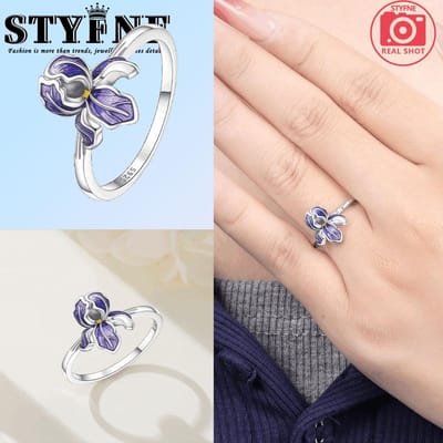 Koper Originele Plantencollectie Paarse Iris Ring Dames Verjaardagscadeau Verlovingsringen Ideaal Voor Vrouwen Mannen Sieraden 7 white