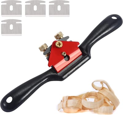 Daity Een verstelbare schaafmachine van 9 inch met 4 messen - een draagbare schaafmachine voor houtbewerking - houtsnijden en andere houtbewerkingsprojecten thuis (rood).