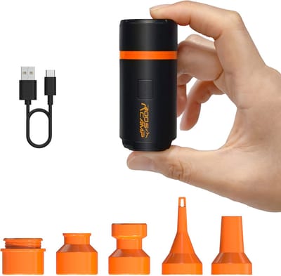 RoosCamp Aero Pump 3-in-1 Mini Luchtpomp – Draagbare Elektrische Luchtpomp met LED Lamp – Voor Camping, Luchtbed, Slaapmat & Vacuümzakken