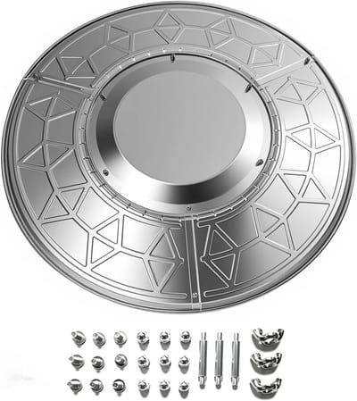 Terrasverwarmer Reflector - Warmteschild Buiten - Efficiënt Verwarmen - Duurzaam Aluminium - 76 cm Diameter - Zilver