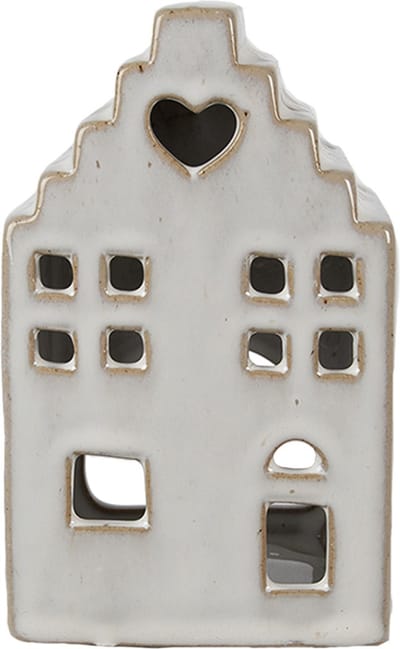 Clayre & Eef Waxinelichthouder Huis 14 cm Beige Porselein
