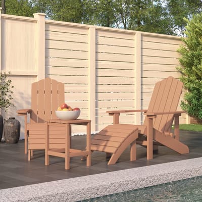 vidaXL - Tuinstoelen - Adirondack - met - voetenbank - en - tafel - HDPE - bruin