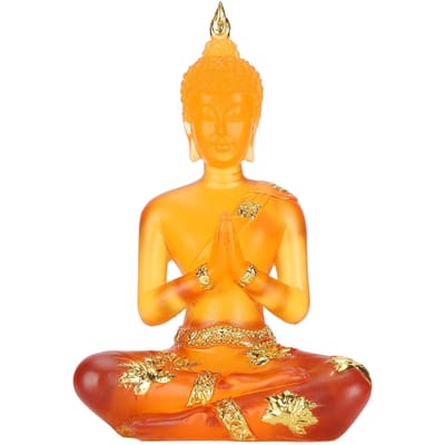 Transparant Zittende Boeddha Beeld Hars Boeddha Beeldje Sculptuur Huis Kantoor Feng Shui Decor orange