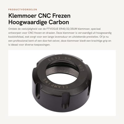 Dailygoods- Collet - Bevestigingsmoer van hoogwaardig koolstofstaal - Ergonomisch ontwerp - Sterke klemkracht - Lichtgewicht - Geschikt voor CNC en draaibank - Fixatorklem